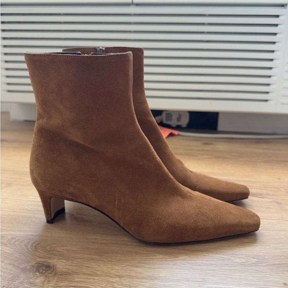STAUD Tan Suede Heeled Boots